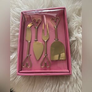 Heart Handle Gold Cheese Knife Set
